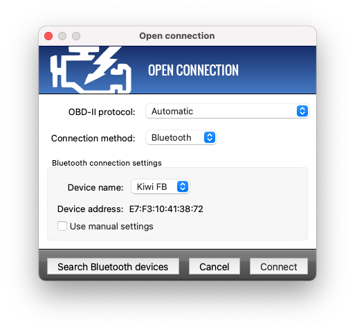 Open Bluetooth connection dialog on Mac