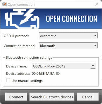 Open Bluetooth connection dialog on Windows